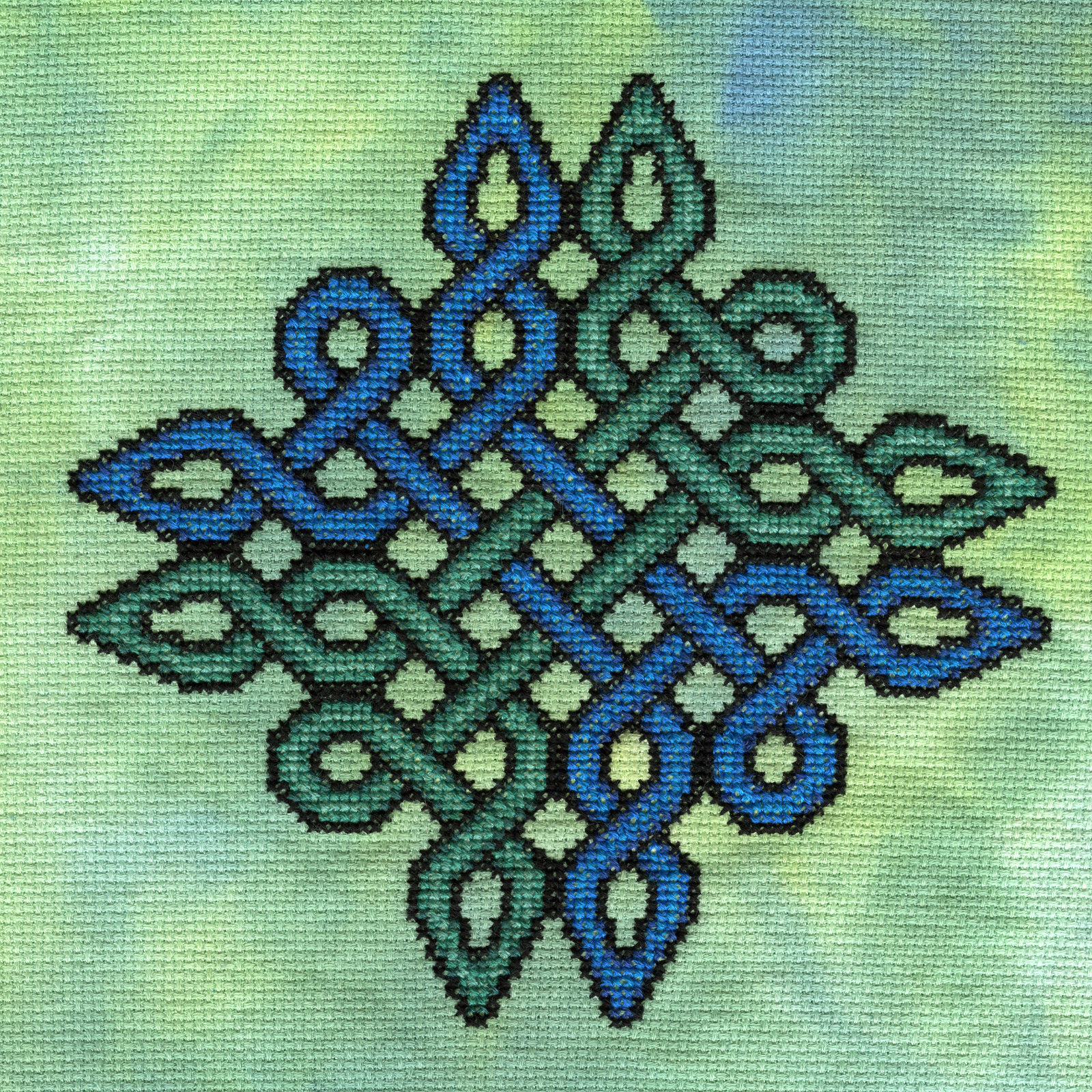 Binary System  Emerald and Sapphire on Hand-Dyed
